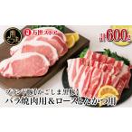 ふるさと納税 豚肉 バラ 鹿児島県 南さつま市  ブランド黒豚 かごしま黒豚 2種 計600g バラ焼肉用&ロースとんかつ用 お肉 国産 豚肉 鹿児島県産 冷凍 南さつ…