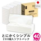 ティッシュ 200組 40個 箱買い ソフトパック シンプル イットコ詰め替えティッシュ ティッシュペーパー 日本製 箱なし 20200003 KS
