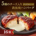 ふるさと納税 飯塚市 5種のチーズ入り鉄板焼ハンバーグ(デミグラスソース)16個