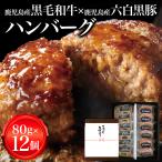 鹿児島 黒毛和牛 黒豚 ハンバーグ 80g 12個入 | 鹿児島県産 ミックスハンバーグ A5 ランク 黒豚ハンバーグ 六白黒豚 国産 和牛 贅沢 詰め合わせ ギフト 詰合せ