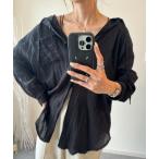 ブラウス シャツ 「総合ランキング1位獲得」フード付きシアーシャツ(chiica select)  / フード付きシャツ ワッシャー シアーシャツ シ