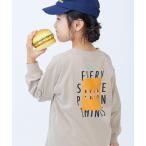 tシャツ 綿100% デビラボ BIGシルエット プリント袖リブ 長袖Tシャツ キッズ 子供服 男の子 女の子