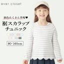 【20%OFFクーポン対象】【送料無料】裾スカラップチュニック| キッズ ベビー 子供 子供服 キッズ服 女の子 秋服 秋物 長袖 トップス ロンt ロンティー 保育園 綿 コットン ティーシャツ tシャツ 長袖tシャツ キッズtシャツ カットソー スカラップ ボーダー 25AW 33052